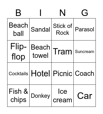 Holidays Bingo Card