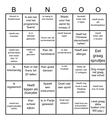 Kennismakingsbingo Card