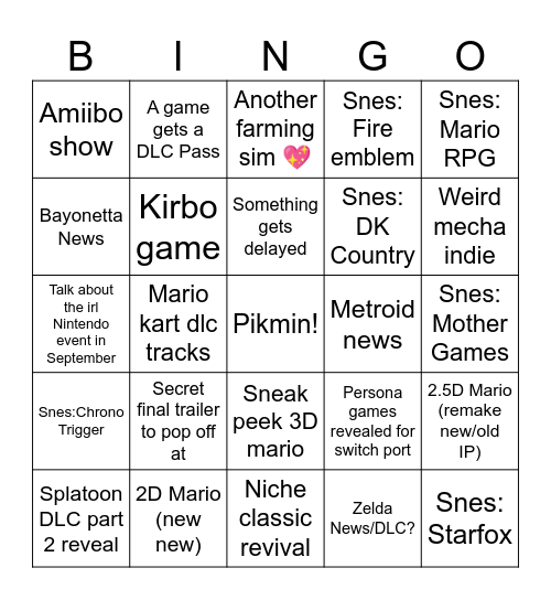 6/20/23 Direct Bingo Card