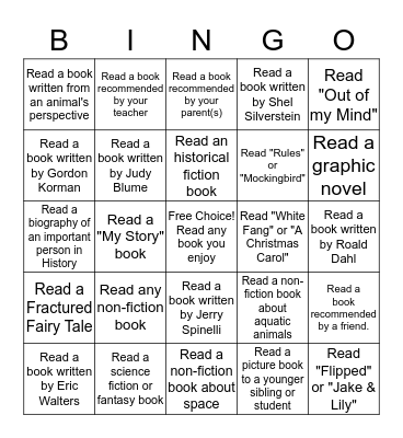 Winter Book Bingo Card