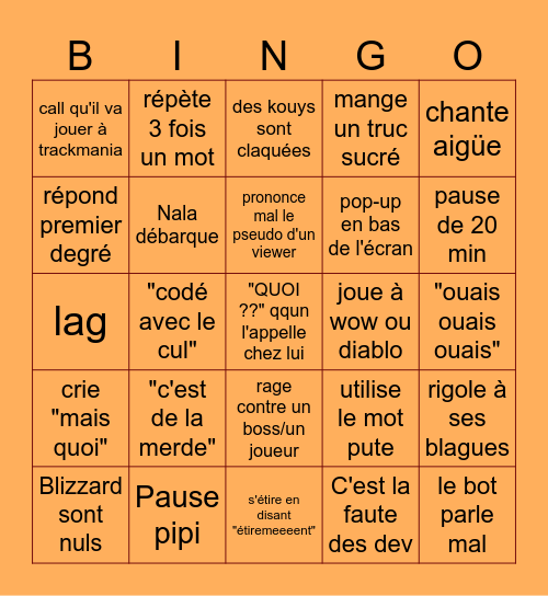 Stream de Wayzzzzz Bingo Card