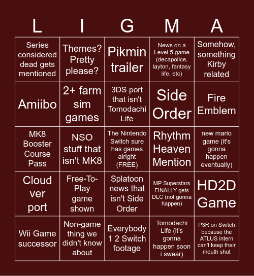 Toastie's Summer Direct Bingo Card