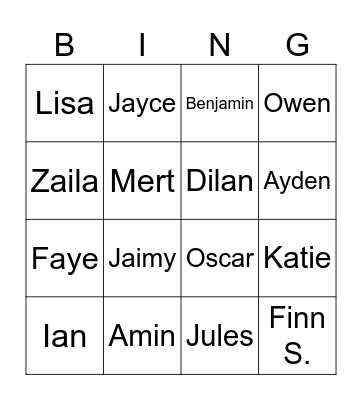 Meester- en juffendag groep 3 Bingo Card
