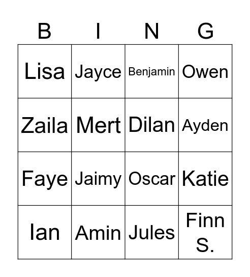 Meester- en juffendag groep 3 Bingo Card