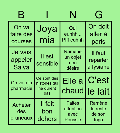 Notre bingo Card