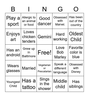 Ice Breaker Bingo Card