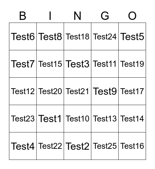 Echelon - Test Bingo Card