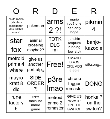 nintendo direct 2k23 (june 21st edition) Bingo Card