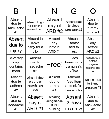 Half Days Count Bingo Card