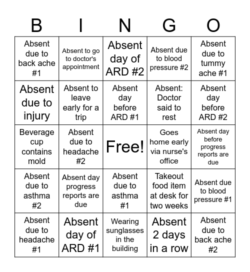 Half Days Count Bingo Card