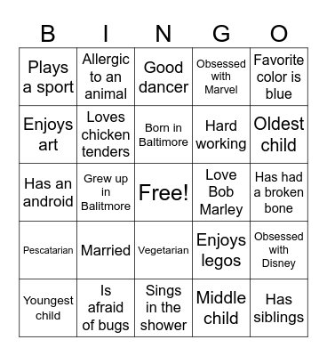 Ice Breaker Bingo Card