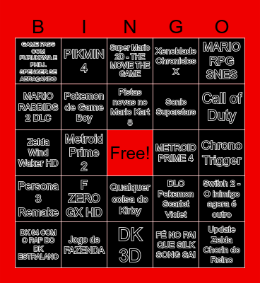 NINTENDO DIRECT Bingo Card