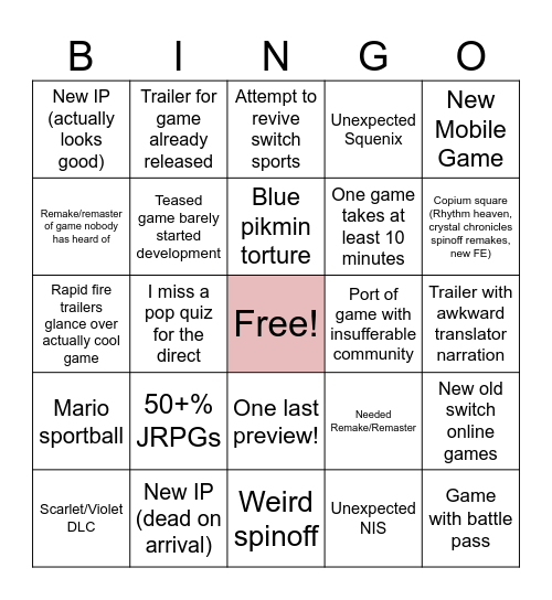 Direct Bingo Card