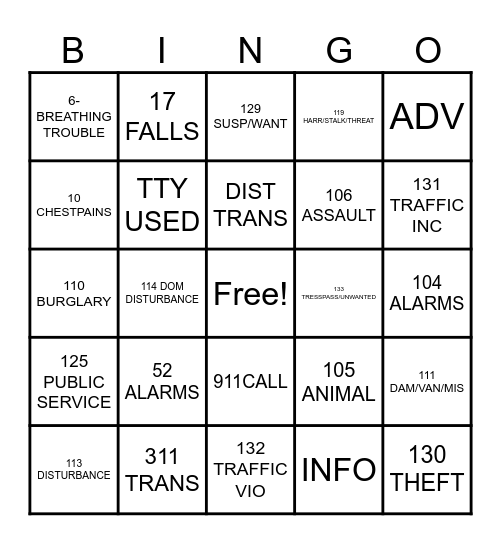SPINNEY BINGO Card