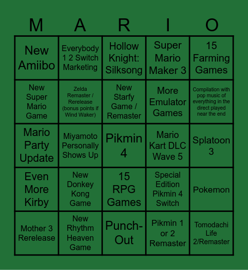 marmalade Bingo Card