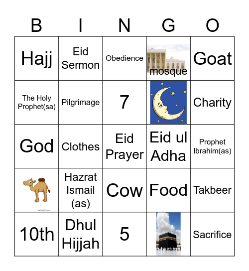 Eid ul Adha Bingo Card