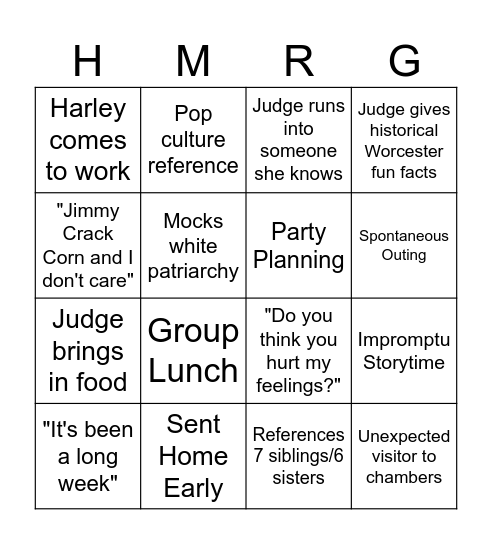MRG Bingo Card