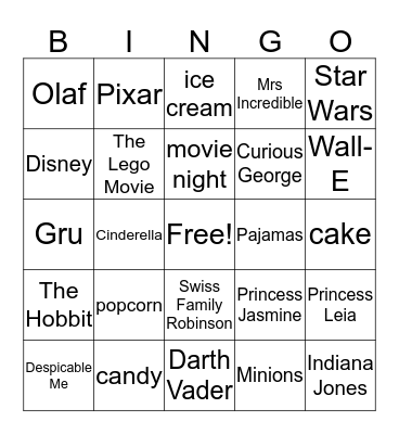 Movie Bingo! Bingo Card