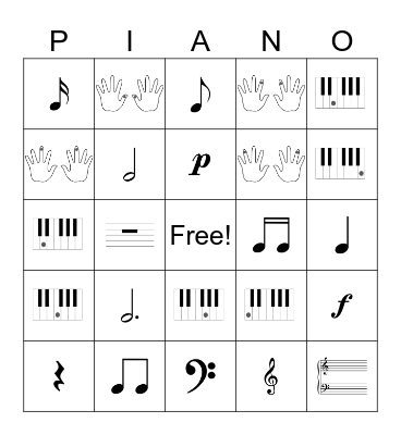 Piano Level 1 Bingo Card