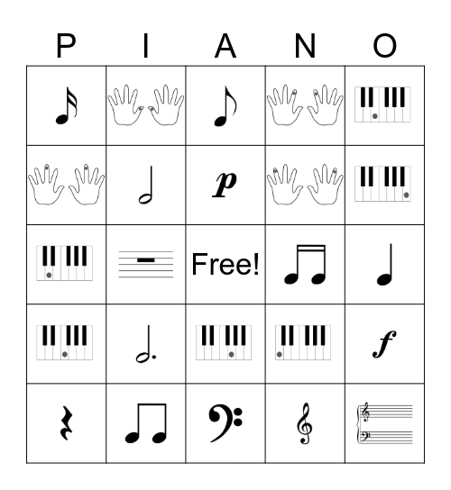 Piano Level 1 Bingo Card