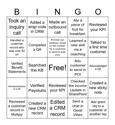Dollar Energy Fund Bingo Card