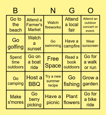 Soak Up Summer Fun BINGO! Bingo Card