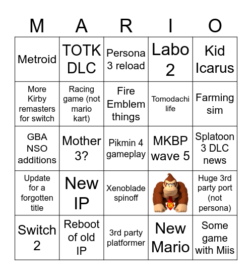 June 2023 Nintenders direct Bingo Card