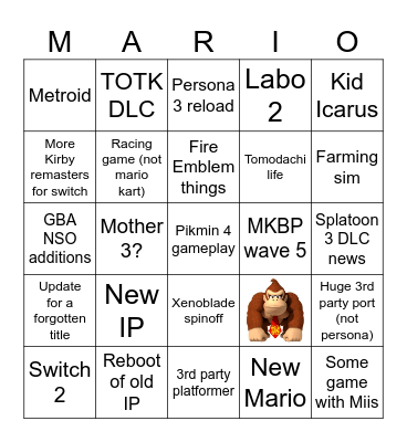 June 2023 Nintenders direct Bingo Card