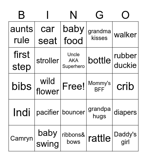 Indi Camryn Flores Bingo Card