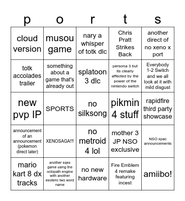 6/21 direct Bingo Card