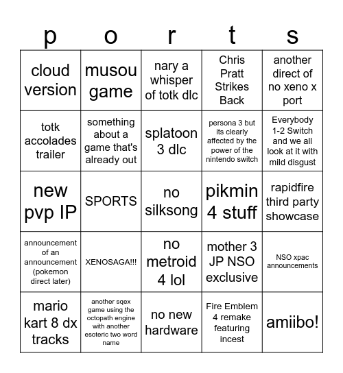 6/21 direct Bingo Card