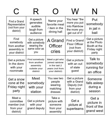 Grand Assembly 2023 Bingo Card