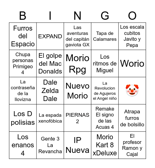 Nintendo Directos Bingo Card