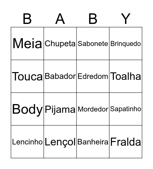 Baby Bingo HELOÍSA Bingo Card