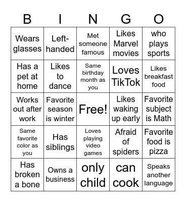 Find Someone Who...Bingo Card