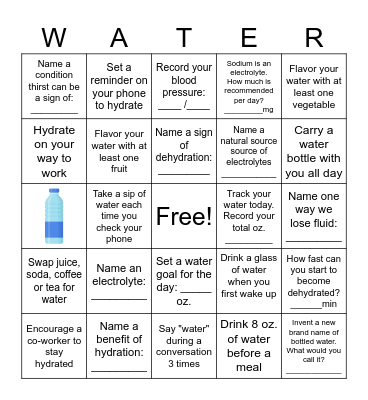 Hydration Bingo OTS Garland Bingo Card