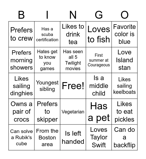 STAFF BINGO Card