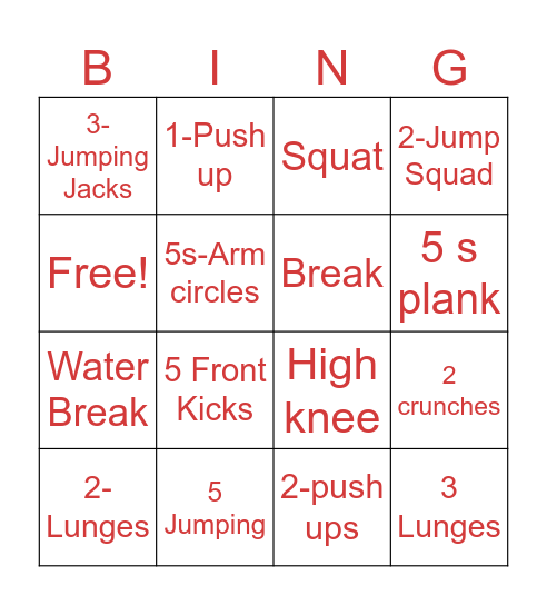 Needs Bingo Card