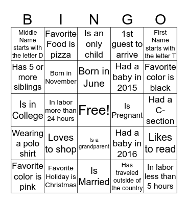 Tiarra & Mieshia Icebreaker BINGO GAME Bingo Card