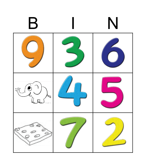 Numbers Bingo Card