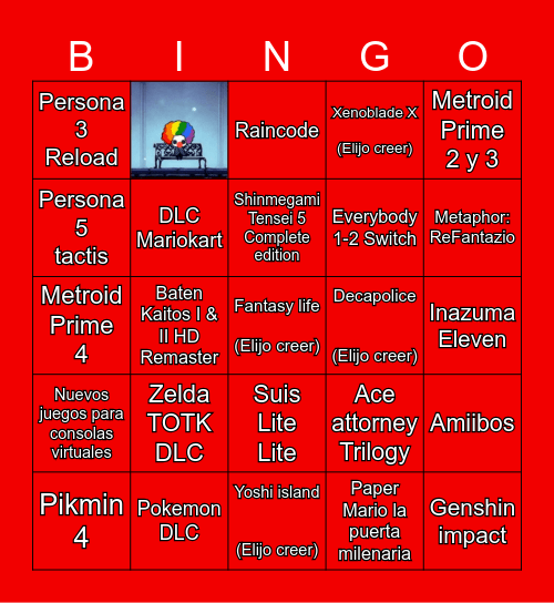 Nintendo Direct Bingo Card