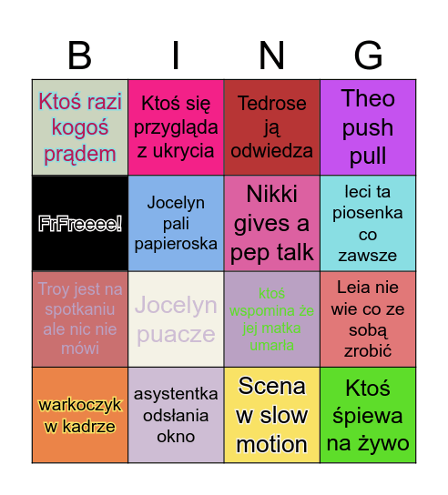 The Idol Bingo Card