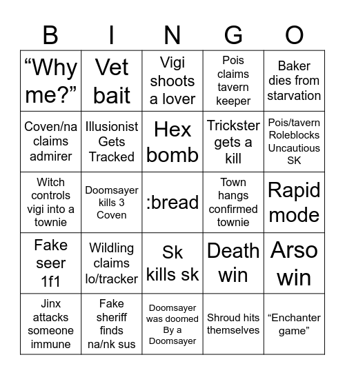 Ultimate ToS2 Bingo! Bingo Card
