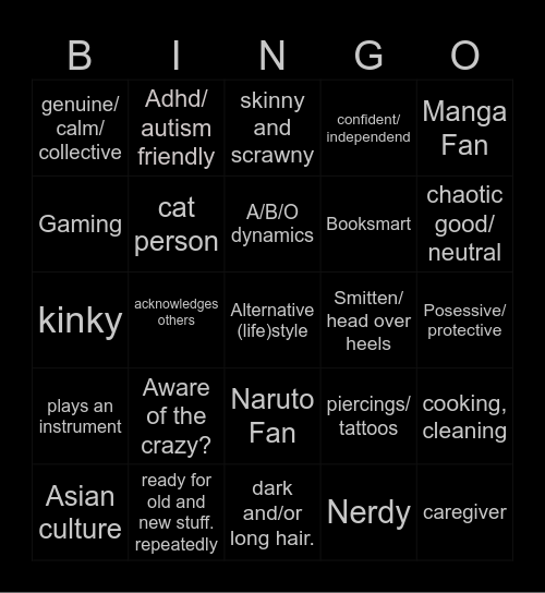 Niku's Values Card Bingo Card
