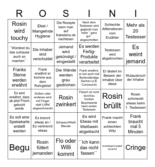 ROSINGO! Bingo Card