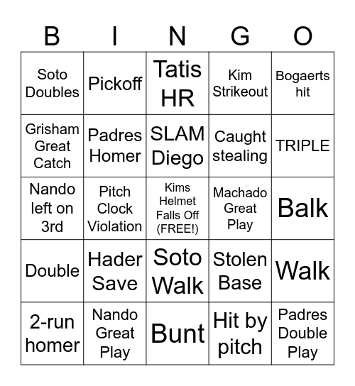 PADRES BINGO Card