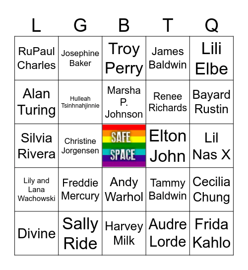 LGBTQ+ Historical Figures Bingo Card