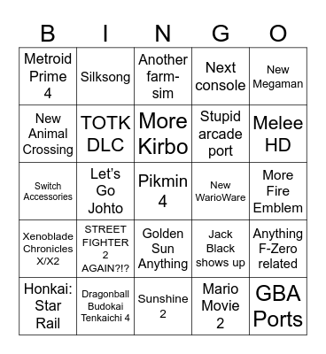 Nintendo Direct 2023 Bingo Card