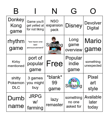 June 2023 Nintendo Direct Bingo Card