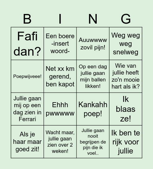 De HAGENEES bingo Card